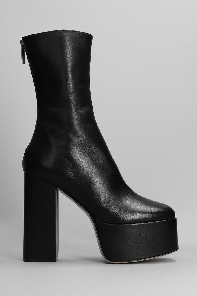 Lexy High Heels Ankle Boots In Black Leather