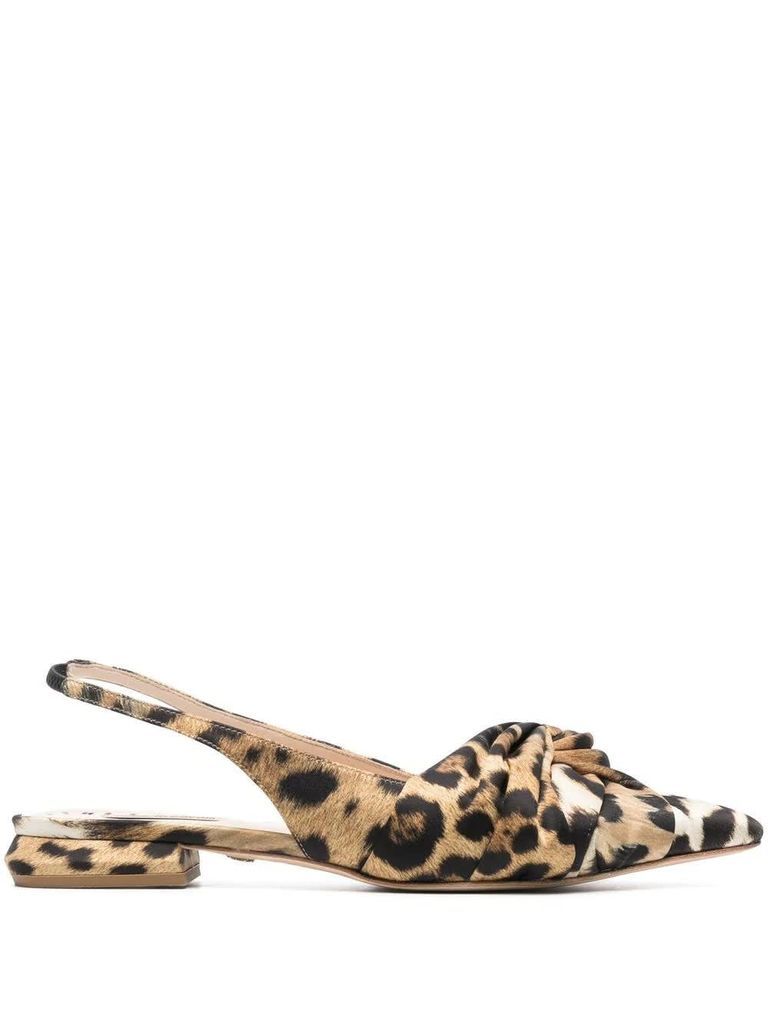 Leopard Slingback Ballerina With Knot