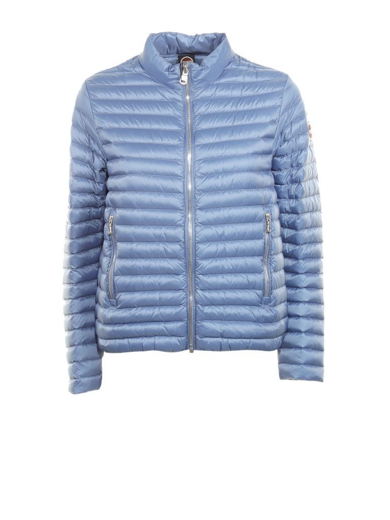 Light Blue Down Jacket With Drawstring