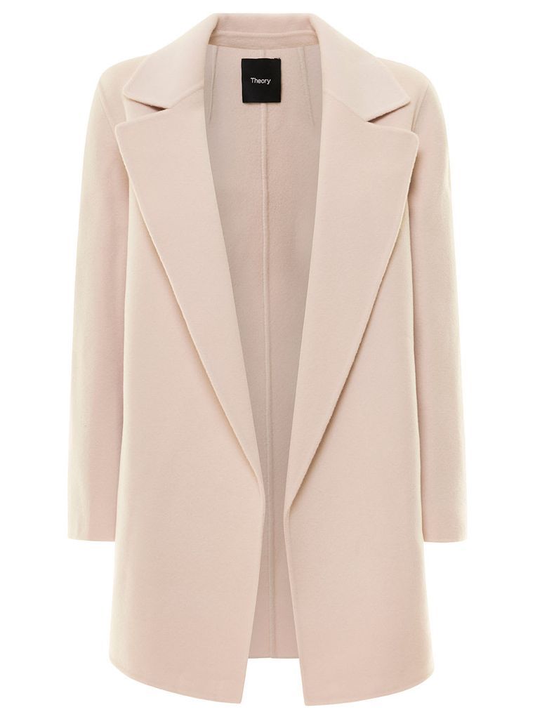 Light Pink Open Coat With Notched Revers In Wool And Cashmere Woman