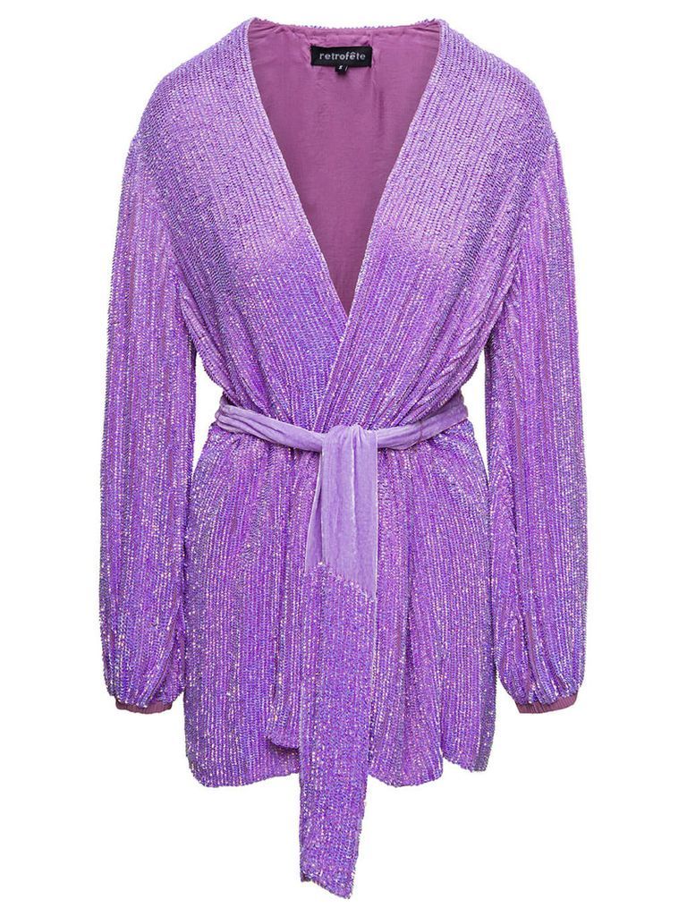 Lilac Gabrielle Sequin-Embellished Wrap Dress