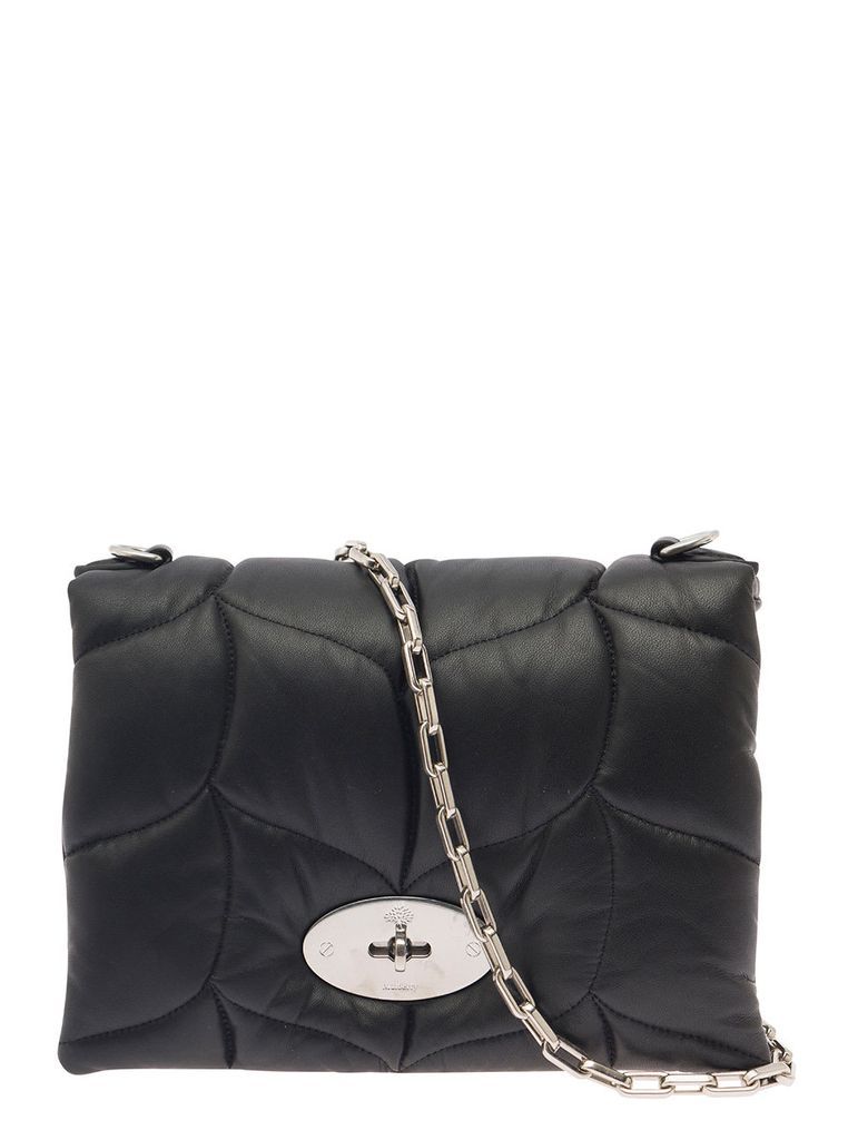 Little Softie Black Cross-Body Bag With Twist Lock Closure In Quilted And Padded Leather Woman