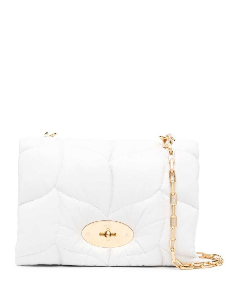 Little Softie White Cross-Body Bag With Twist Lock Closure In Quilted And Padded Leather Woman