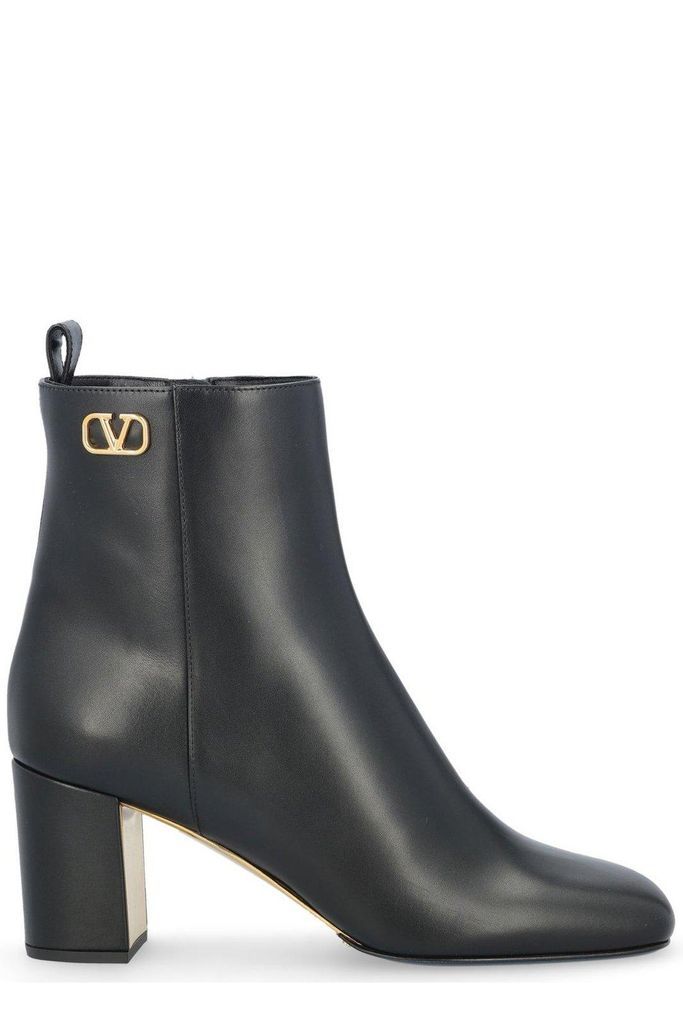 Logo Plaque Zip-Up Ankle Boots
