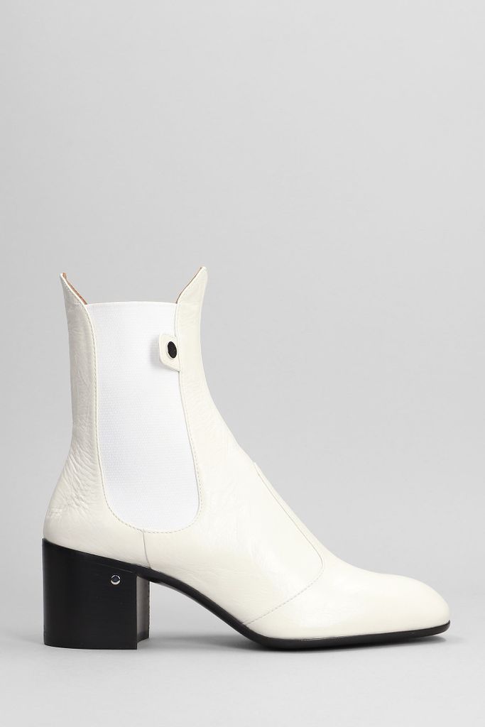Low Heels Ankle Boots In White Leather