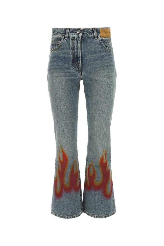 Logo-Patch Flame Flared Jeans