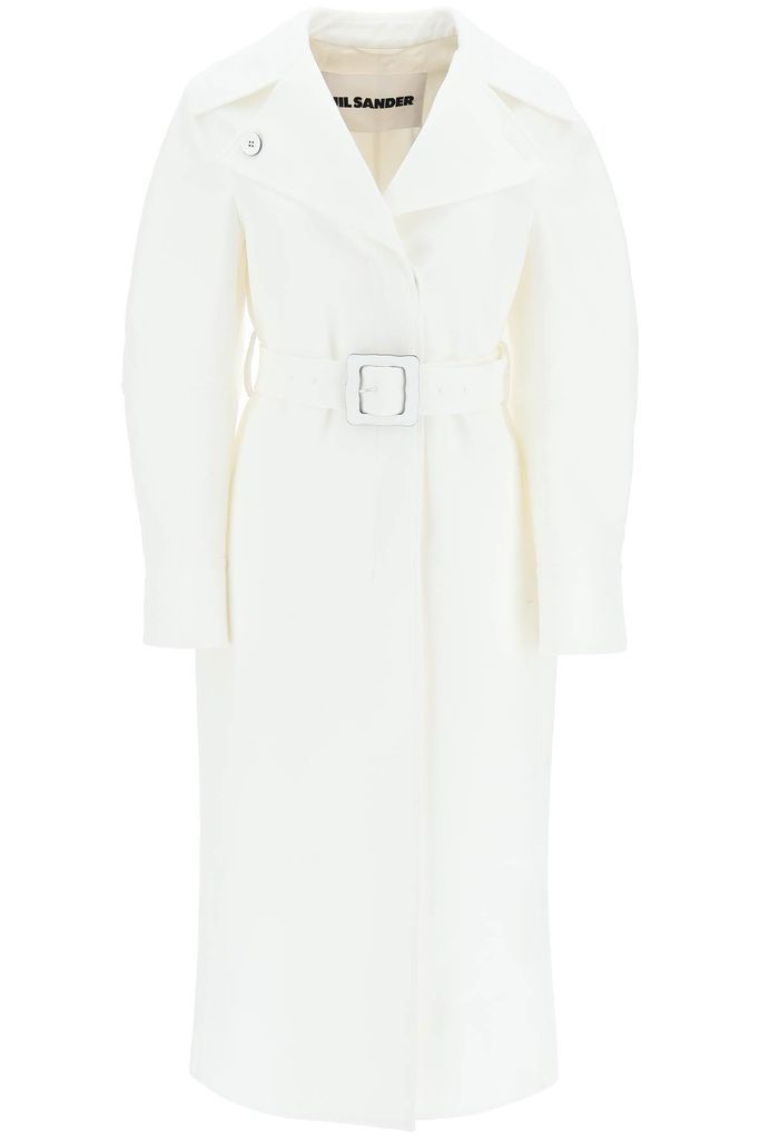 Long Trench Coat In Double Cotton
