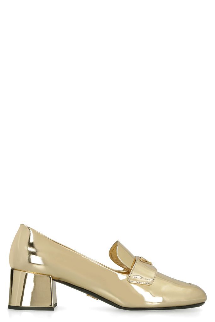 Maxi-Tongue Detail Metallic Leather Loafers