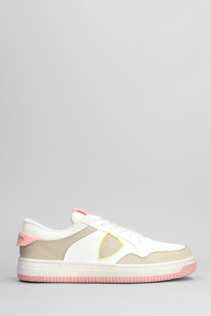 Lyon Sneakers In White Suede And Leather