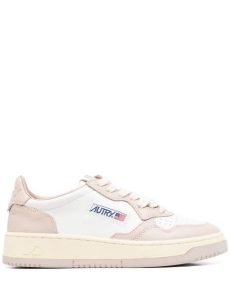 Medalist Low Sneaker In White And Mushroom Two-Tone Leather
