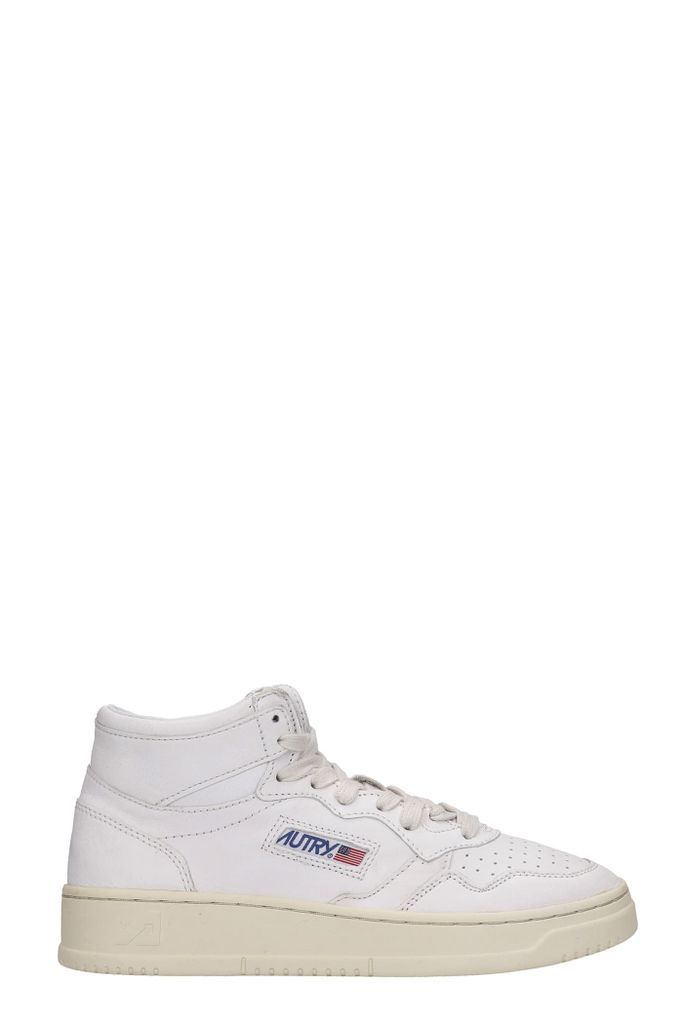 Mid Sneakers In White Leather
