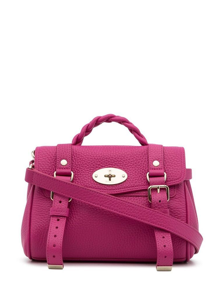 Mini Alexa Fuchsia Handbag In Grainy Leather Woman Mulberry