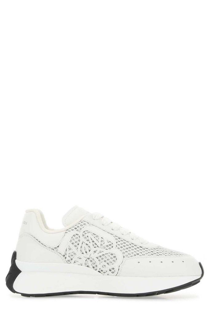 Mesh-Panel Lace-Up Sneakers