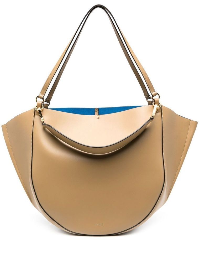 Mia Beige Shoulder Bag With Logo In Soft Leather Woman Wandler