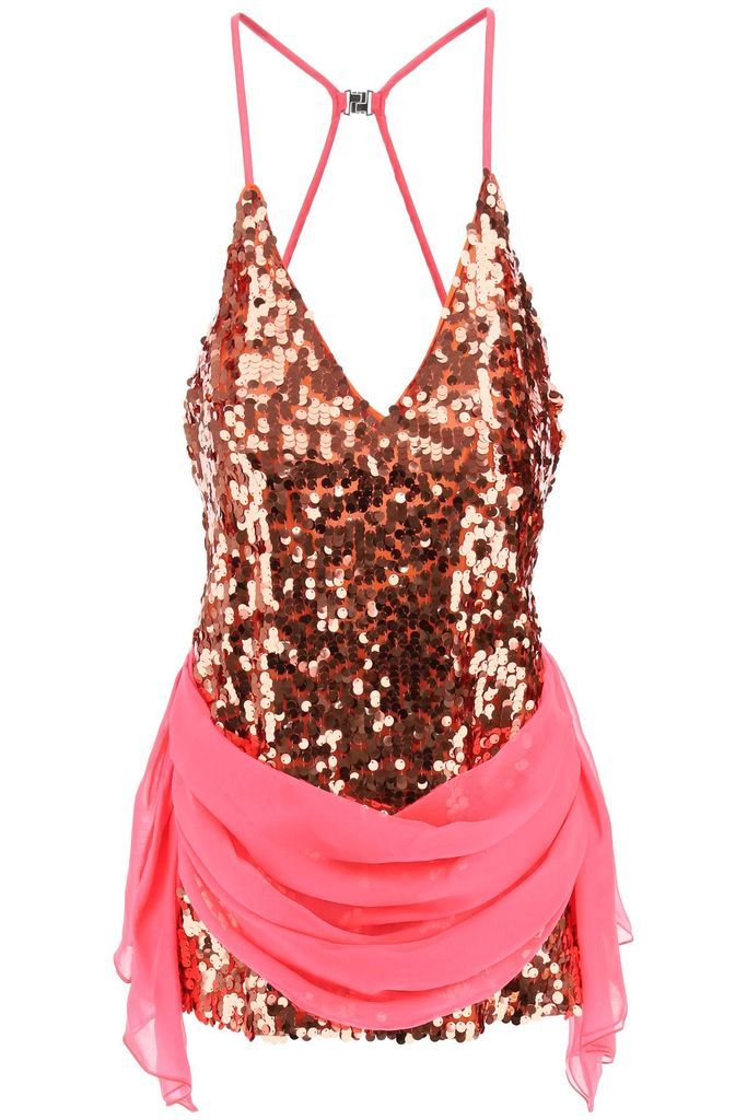 Mini Sequined Dress With Draped Detail