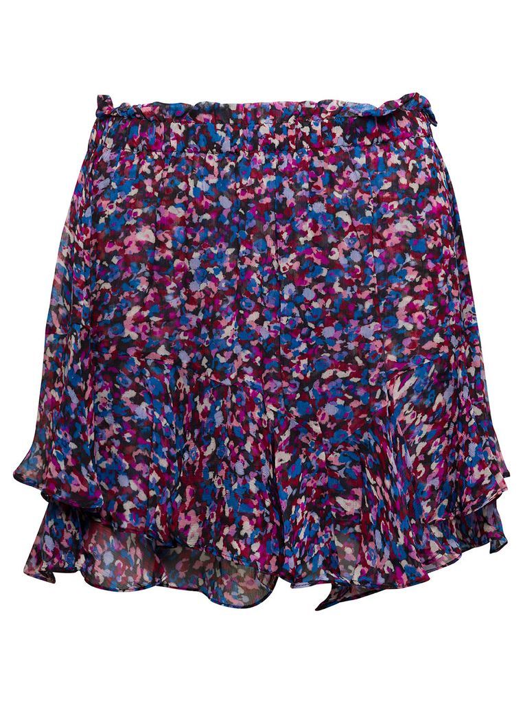Multicolored Draped Miniskirt With Graphic Print All-Over In Viscose Woman