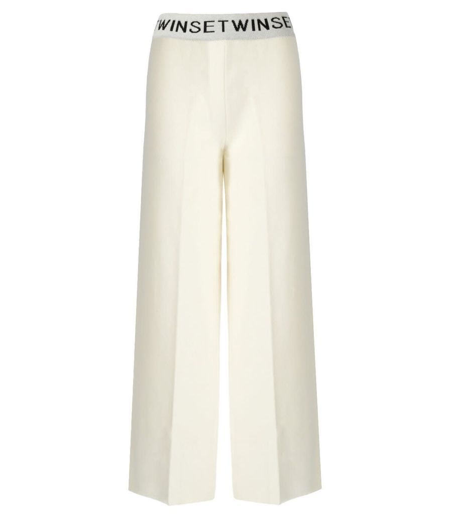 Off-White Knitted Wide Leg Trousers
