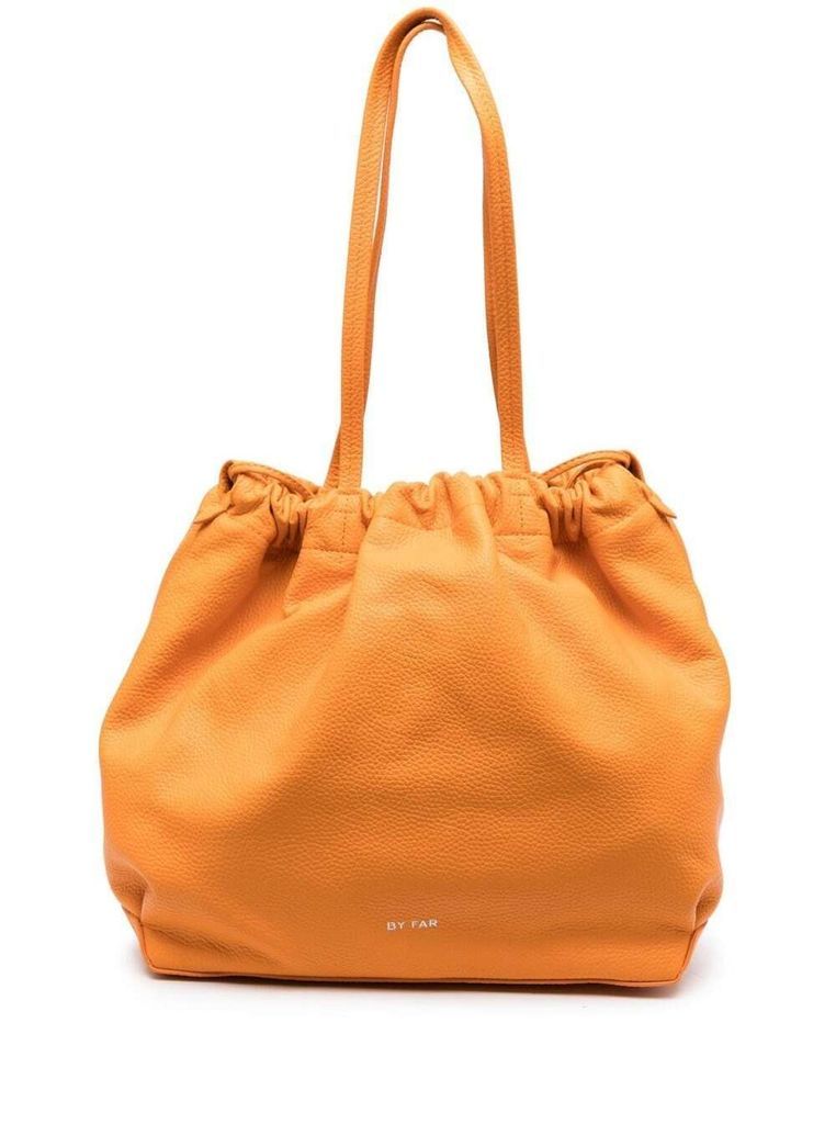 Orange Oslo Drawstring Tote Bag In Grain Leather Woman
