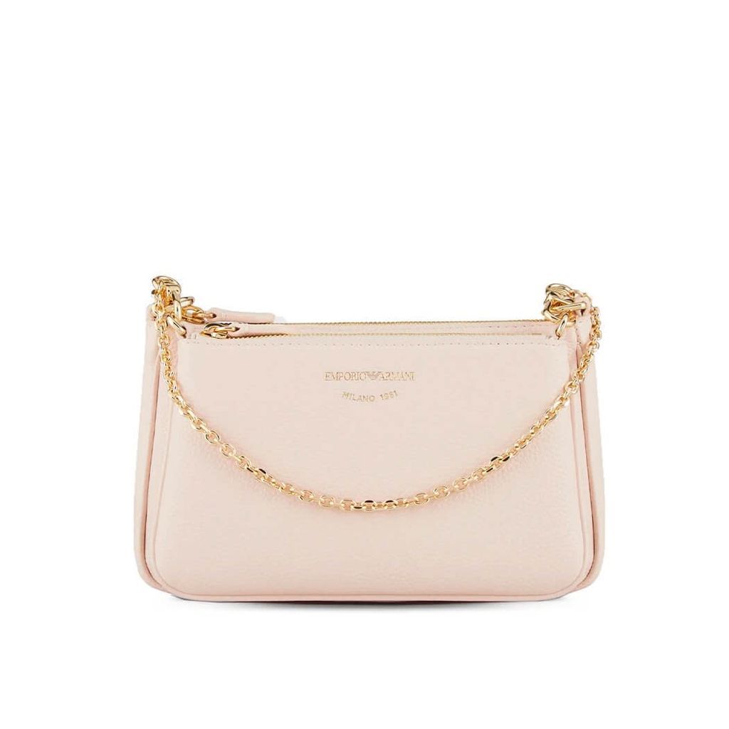 Nude Pink Crossbody Bag With Chain