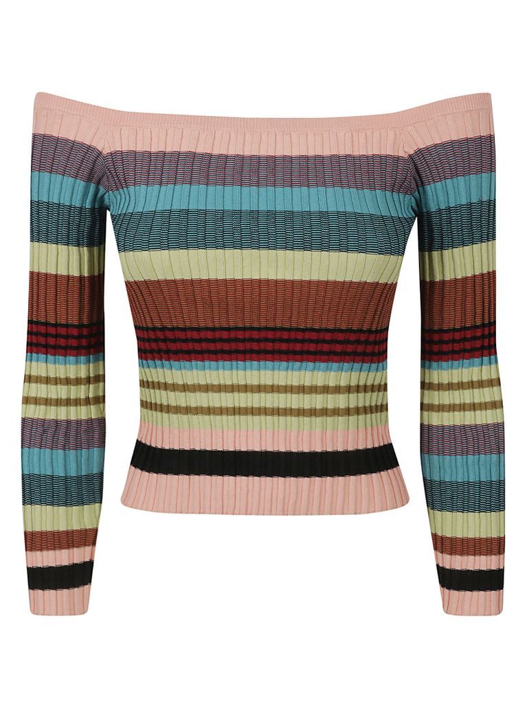 Off-Shoulder Striped Sweatshirt