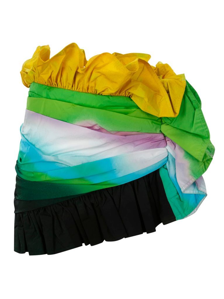 Ombre Nylon Ruffle Mini Skirt