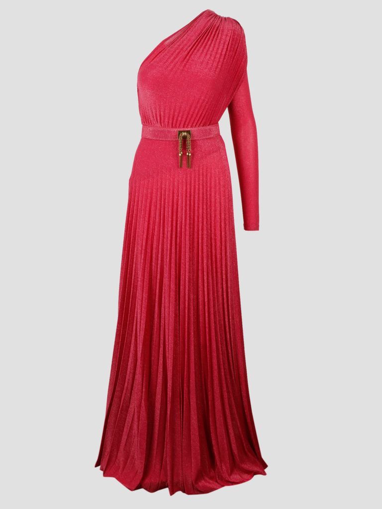 One- Shoulder Belted Red Carpet Dress