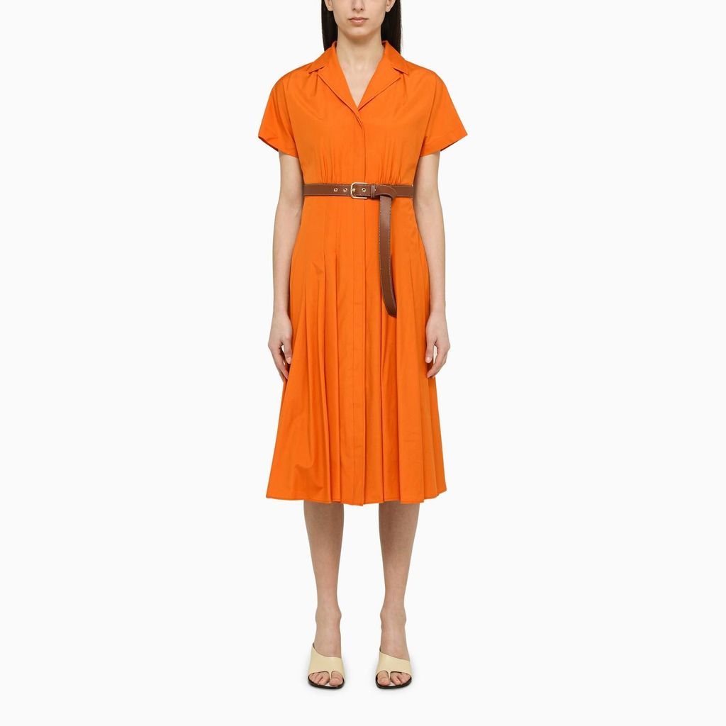 Orange Cotton Chemisier Dress