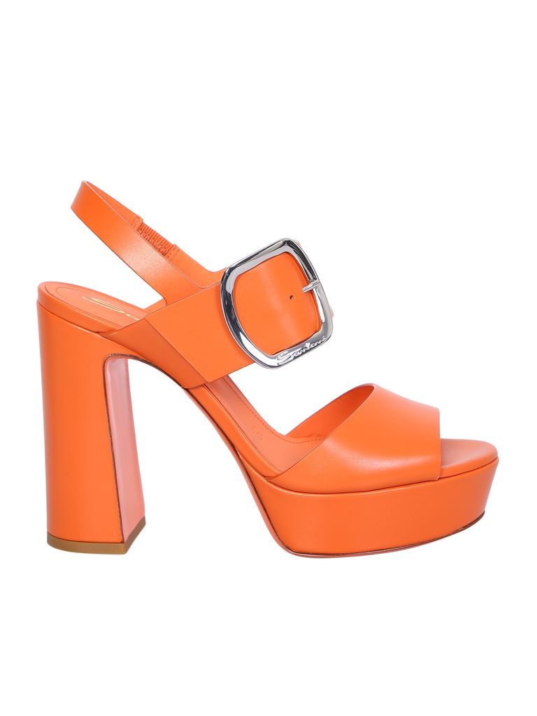 Orange High-Heeled Sandals