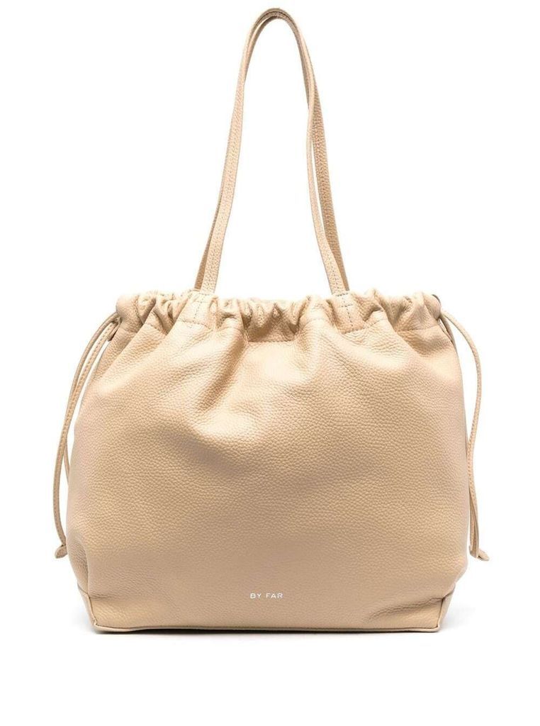 Oslo Beige Shoulder Bag With Logo In Grainy Leather Woman By Far