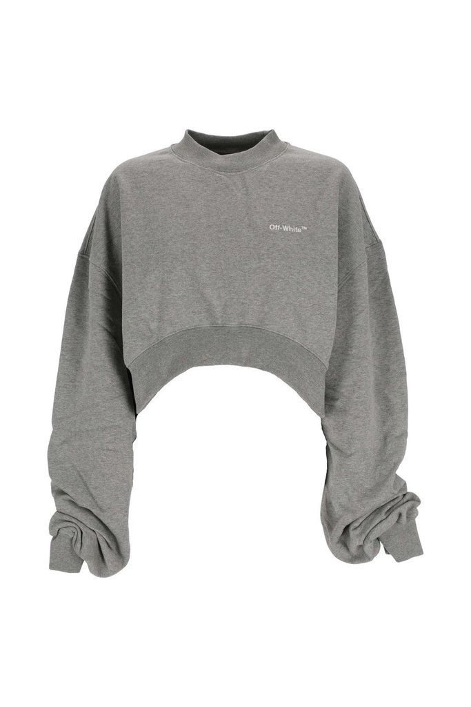 Oversized-Sleeve Cropped Crewneck Sweatshirt