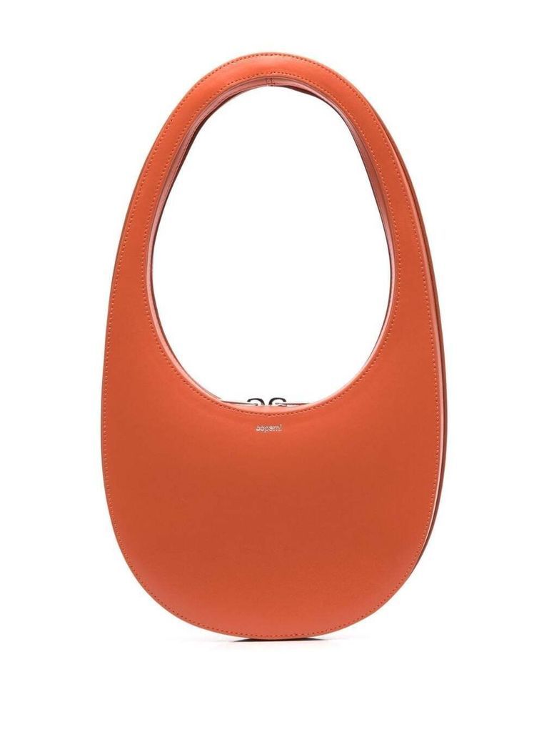 Orange Swipe Oval Bag In Calf Leather Woman