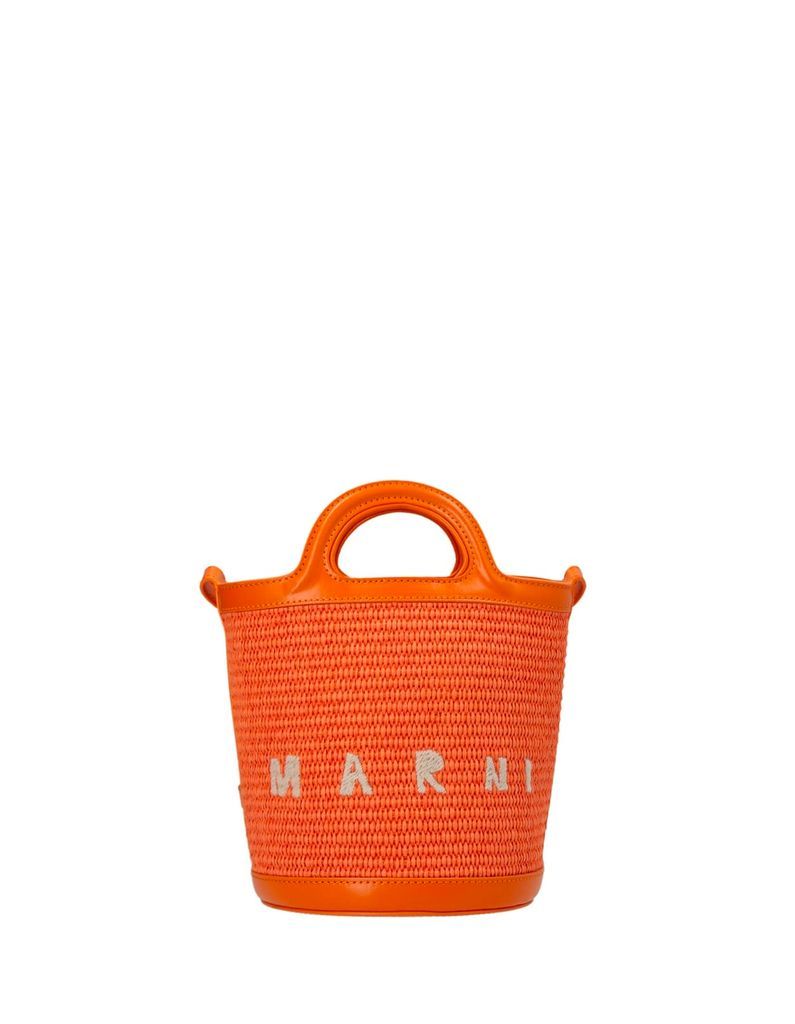 Orange Tropicalia Mini Bag In Leather And Raffia