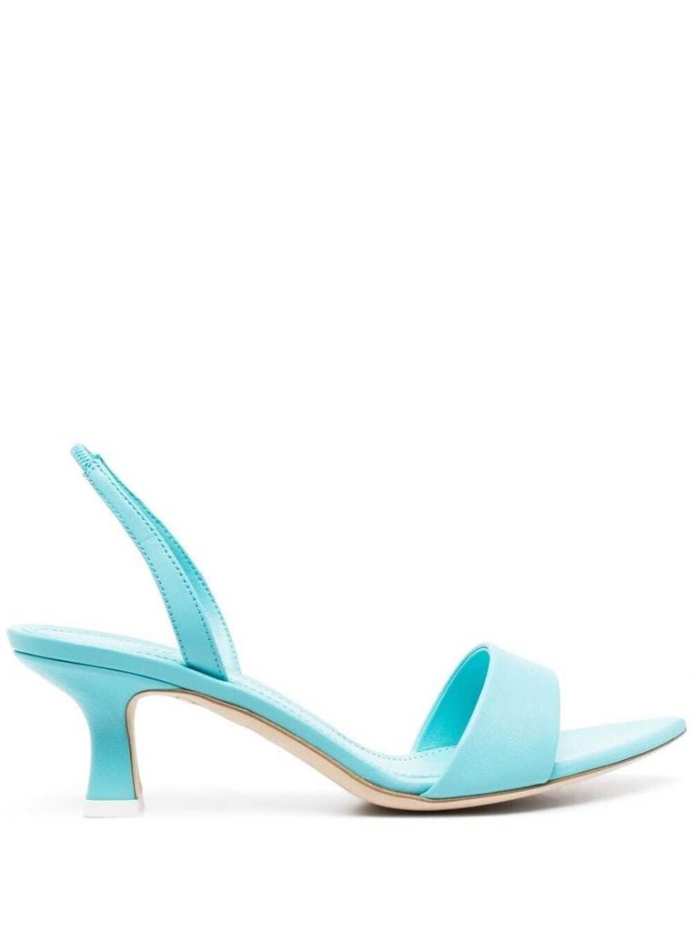 Orchid Light Blue Pointed Sandals In Leather Woman