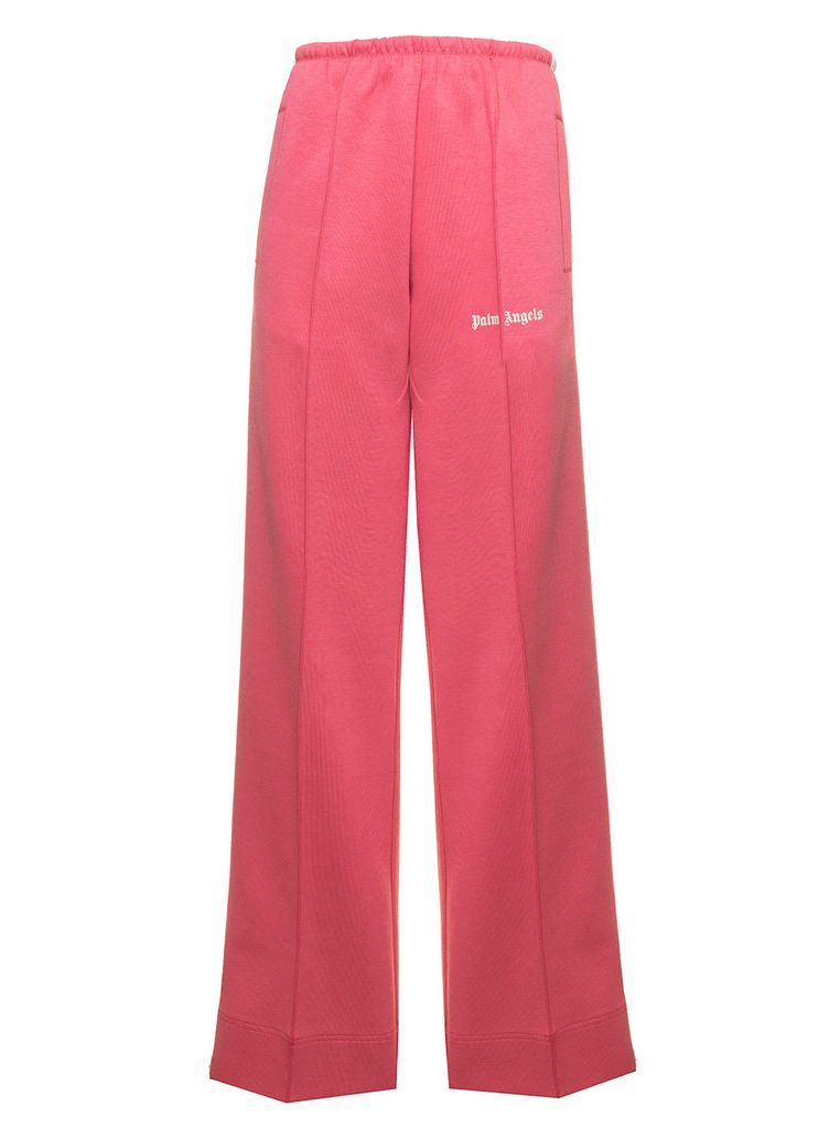 Pink Loose Pants With Side Stripes In Cotton Blend Woman Palm Angels