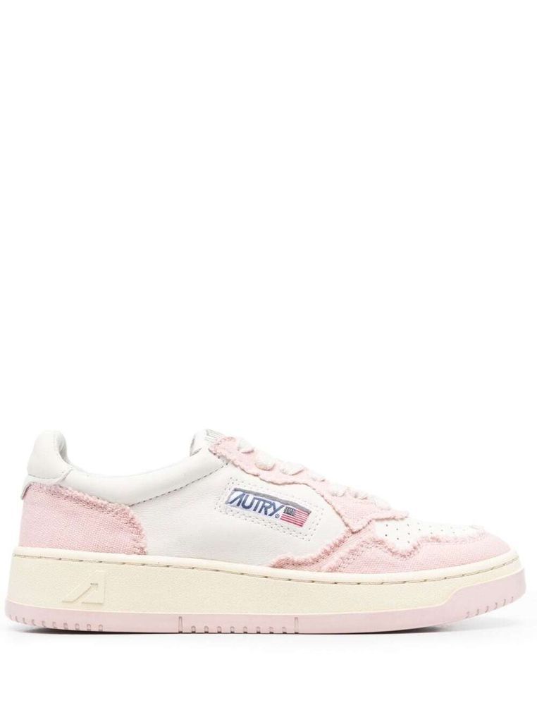 Pink And White Medalist Low Top Sneakers In Cow Leather