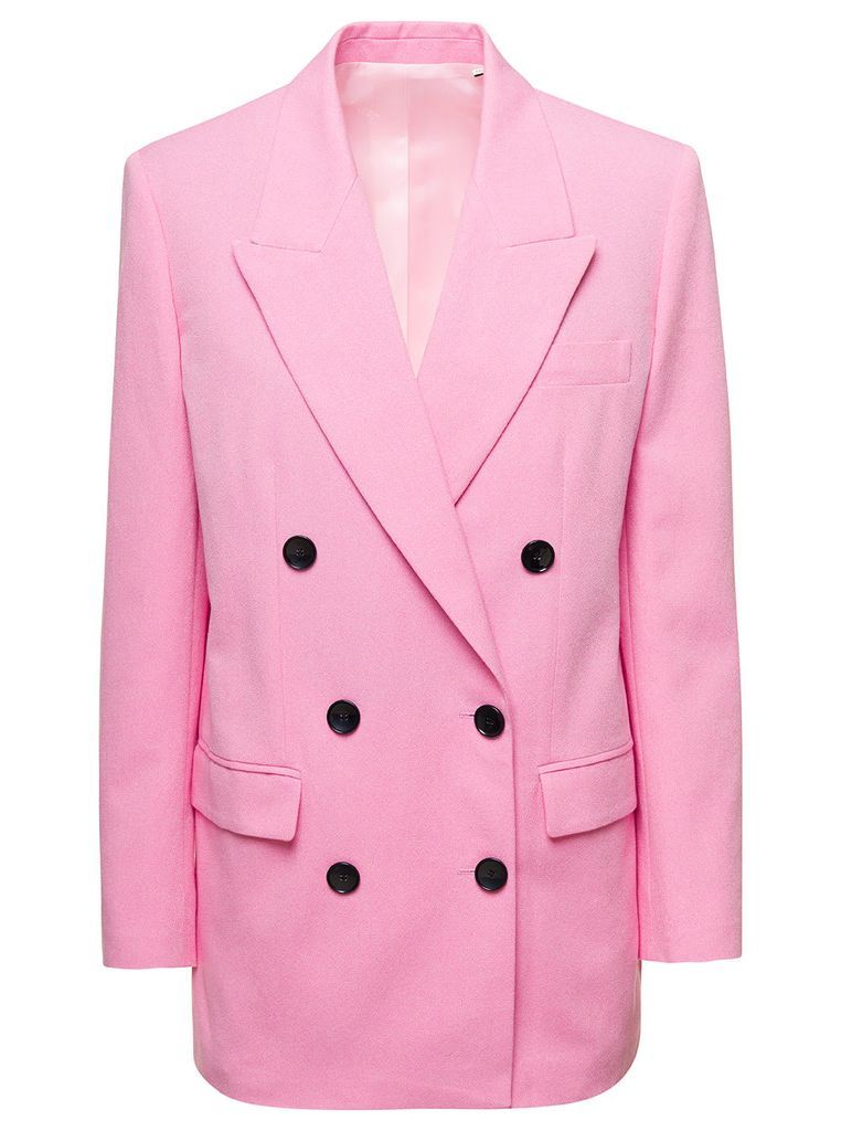 Pink Doule-Breasted Nevim Jacket In Cotton Blend Woman