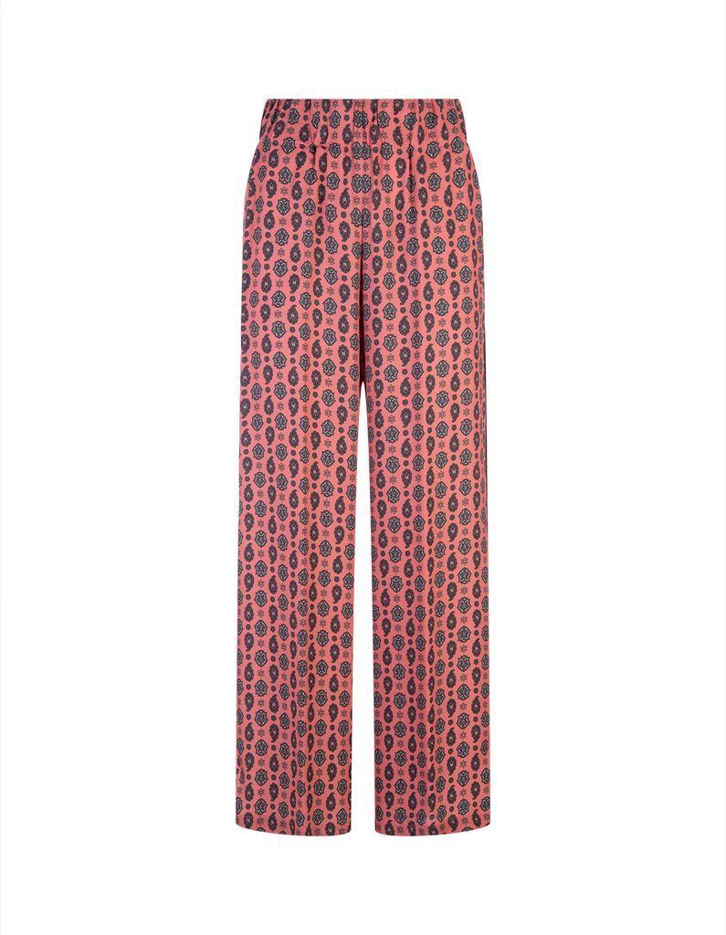 Pink Twill Trousers With Pajama Print