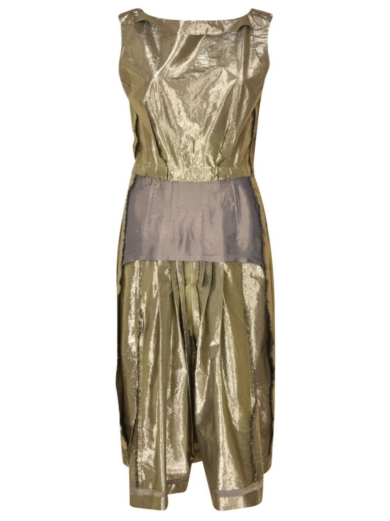 Pleat Detail Metallic Sleeveless Dress