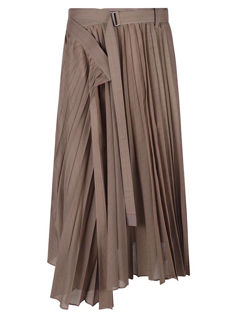Pleated Belted Long Skirt