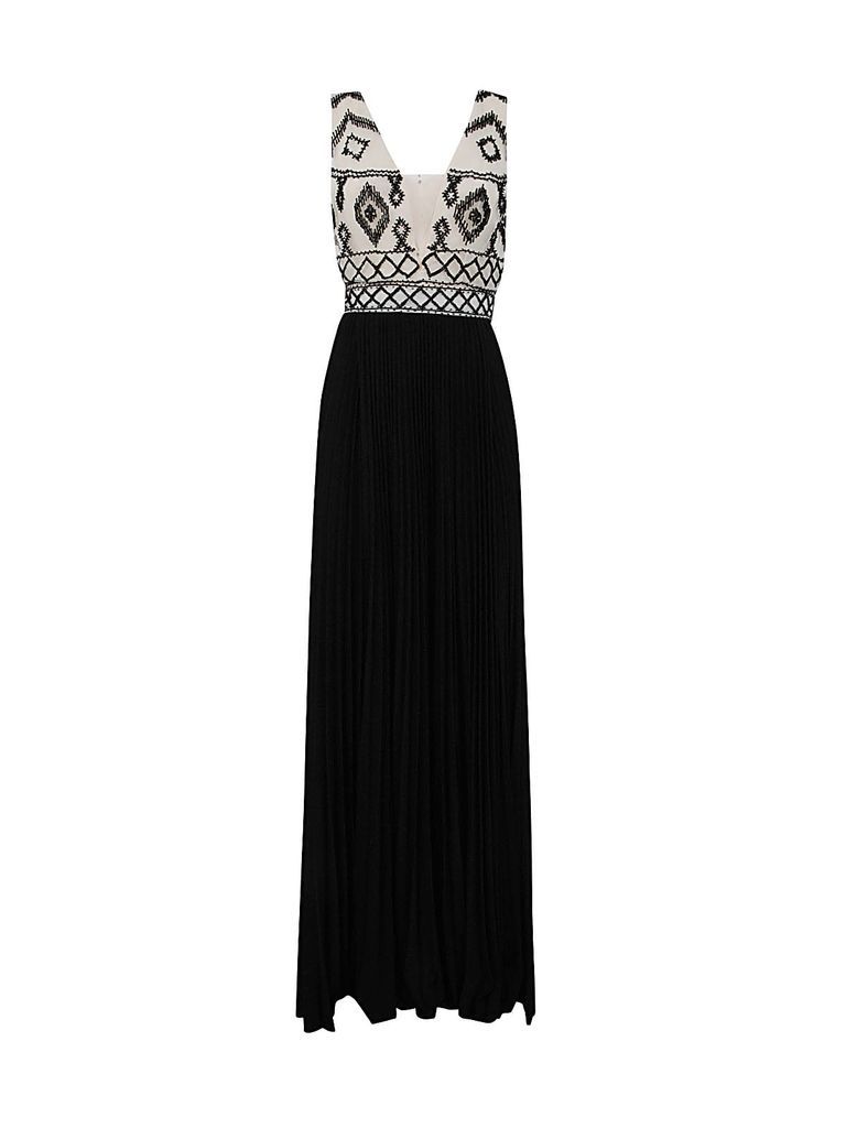 Pleated Sleeveless Long Dress With Paillettes