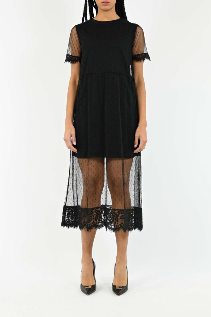 Plumetis And Lace Dress