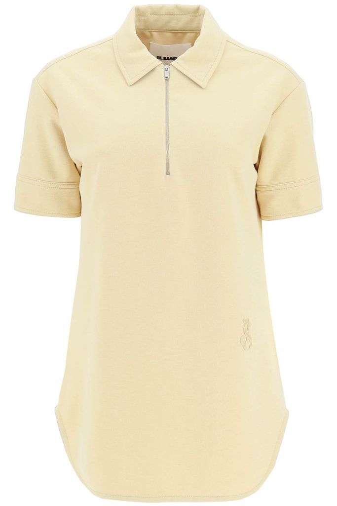 Polo Shirt With Half Zip And Monogram Embroidery