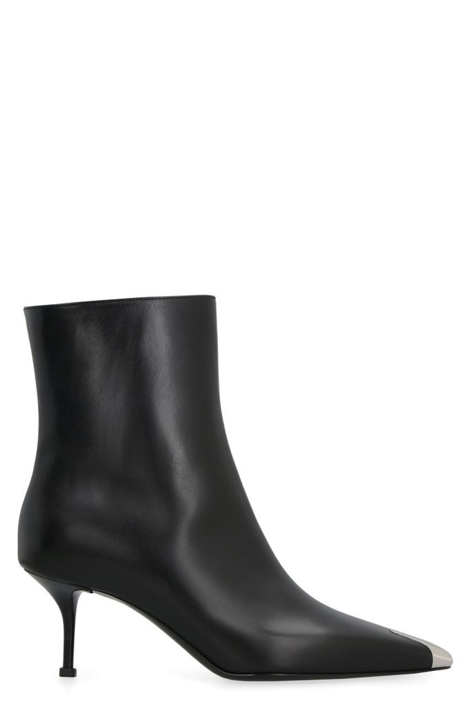 Punk Leather Pointy-Toe Ankle Boots
