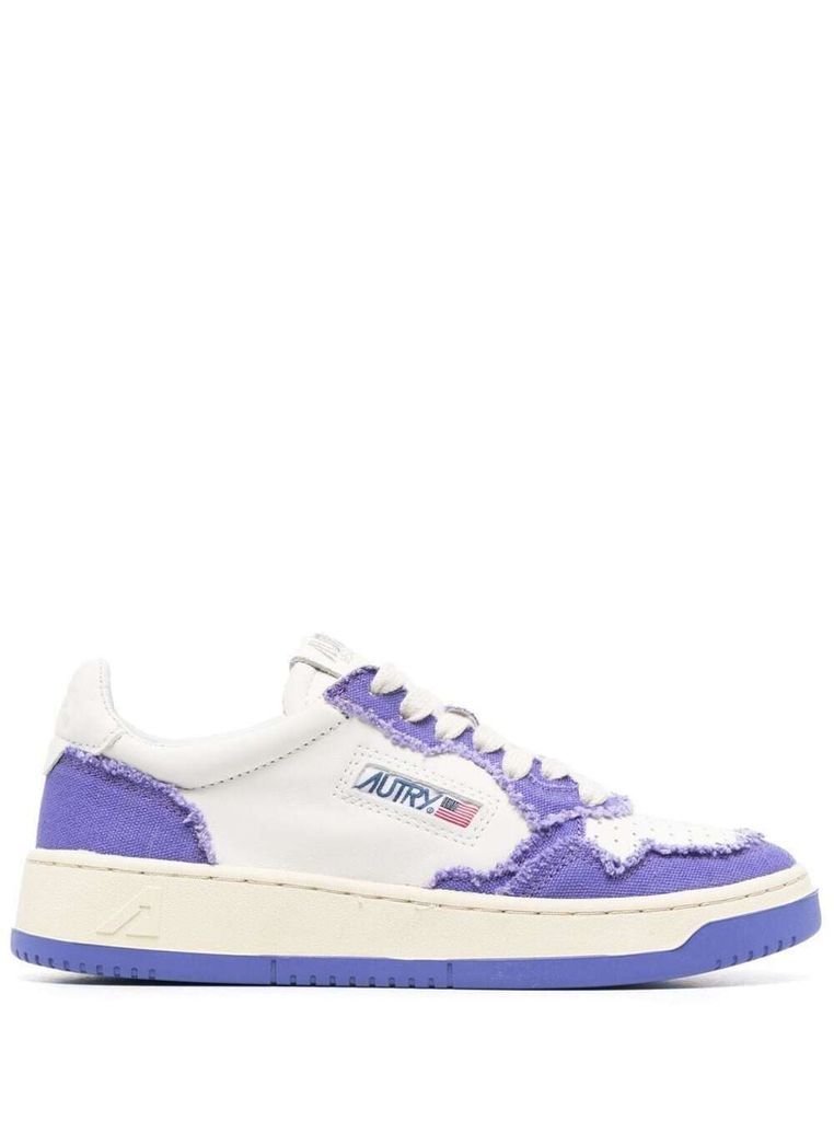 Purple And White Medalist Low Top Sneakers In Cow Leather
