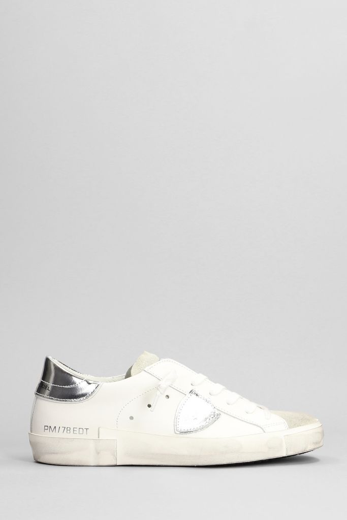 Prxs Sneakers In White Suede And Leather