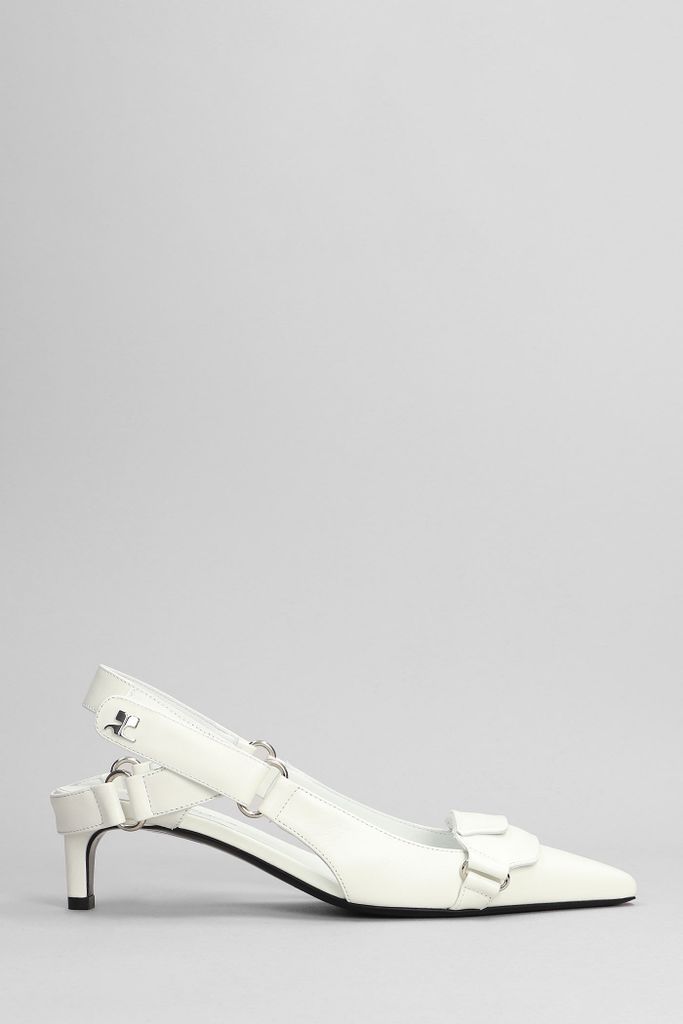 Racer Leather Sandals In White Leather