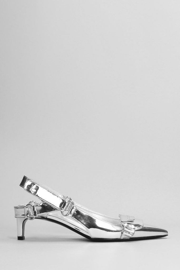 Racer Mirror Sandals In Silver Polyuretan