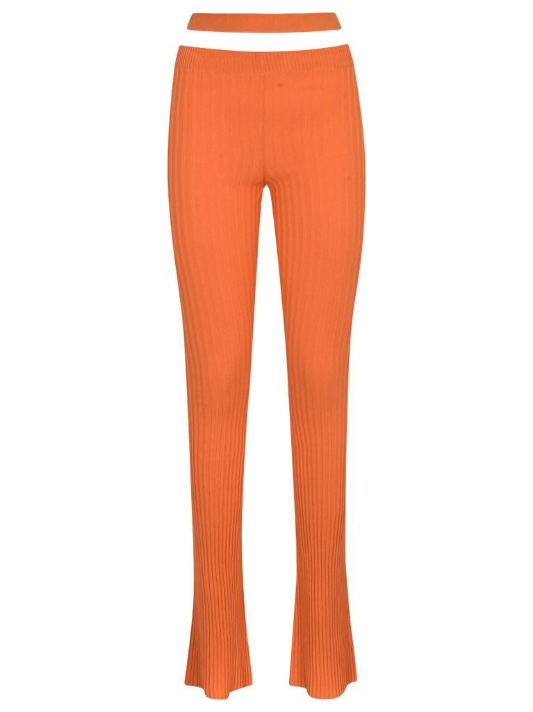 Ribbed Knit Flare Trousers