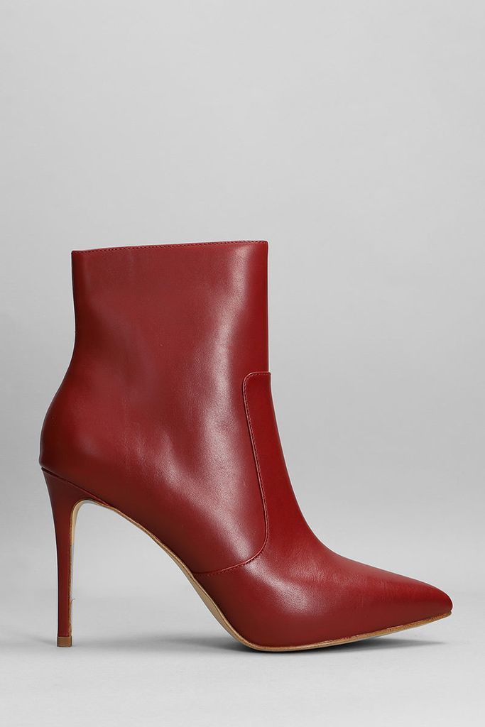 Rue High Heels Ankle Boots In Bordeaux Leather