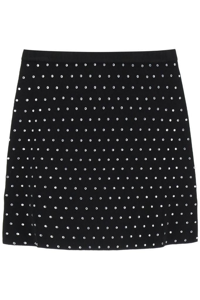 Rhinestone Knitted Mini Skirt